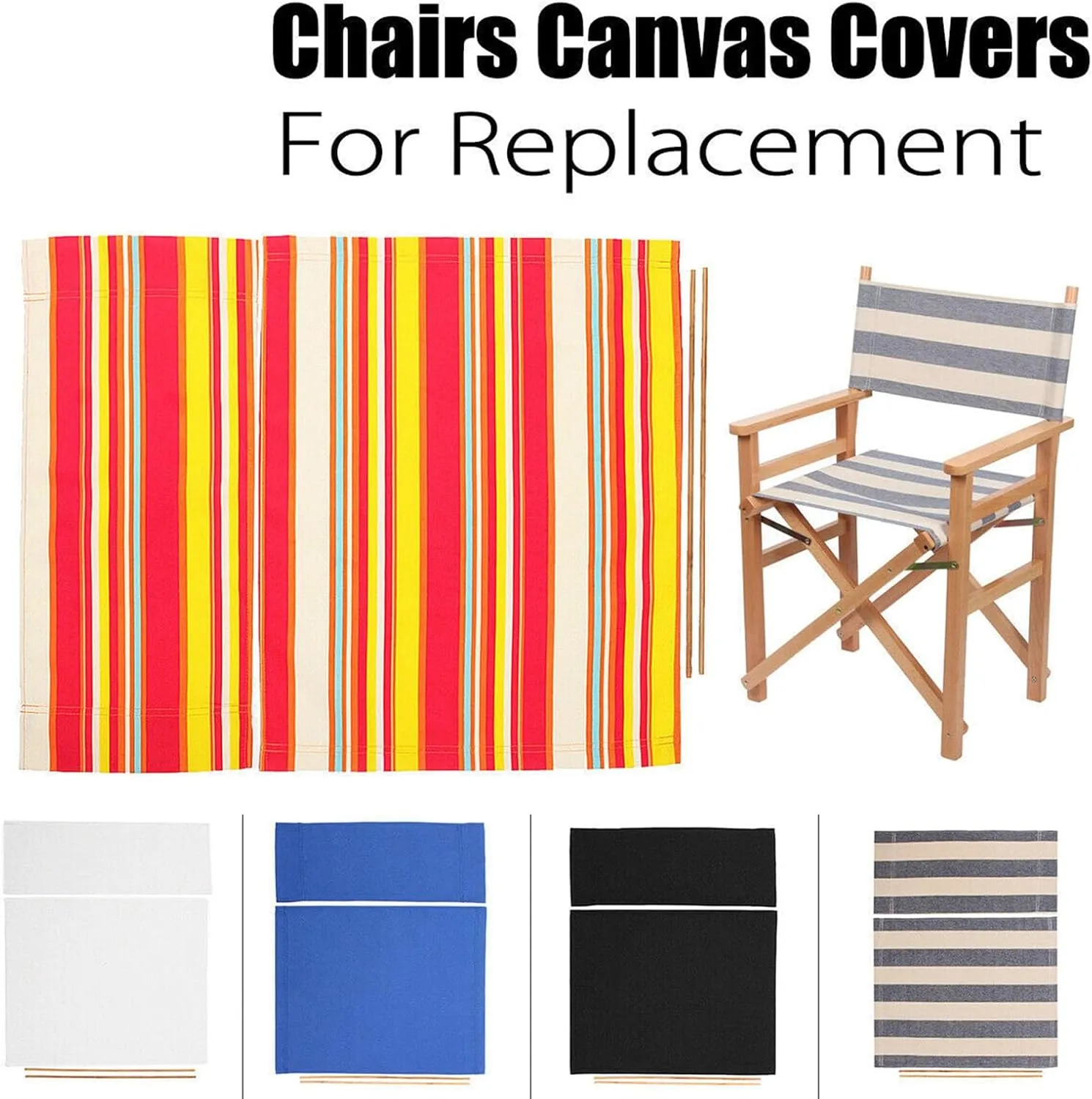 1 Set Director Chair Canvas Replacement with Wood Stick,21.2" L x 16.1" W Portable Replacement Cover Canvas for Directors Chair,Casual Home Director Chair Replacement Canvas (Rose Red)
