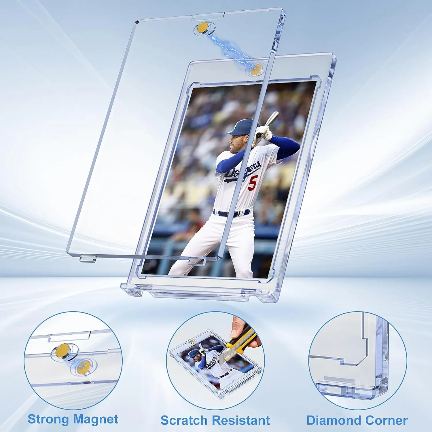 100 ct Magnetic Card Holder for Trading Cards, 35pt Ultra Clear Baseball Card Protectors, Hard Plastic Protectors for Sports and Game Cards