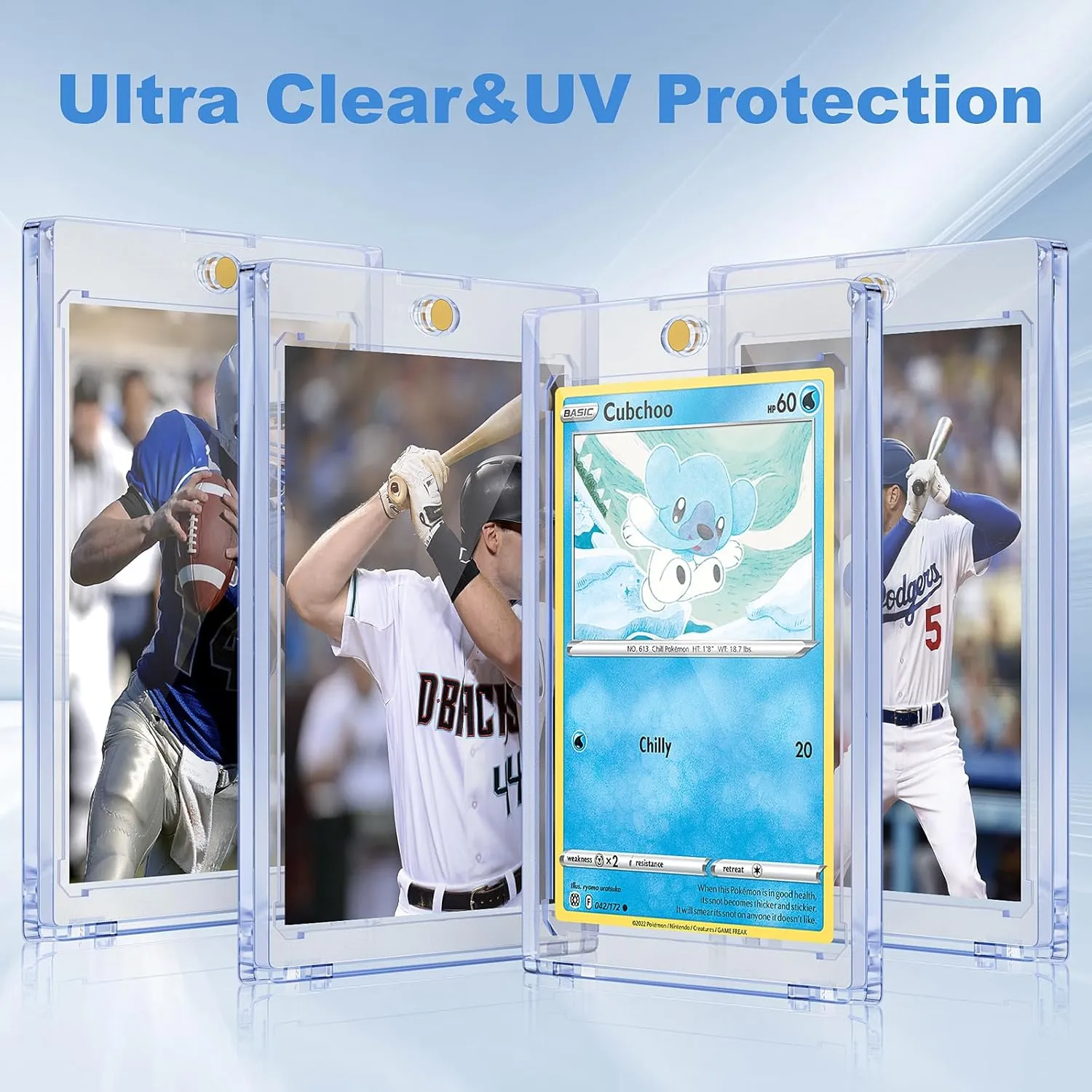 100 ct Magnetic Card Holder for Trading Cards, 35pt Ultra Clear Baseball Card Protectors, Hard Plastic Protectors for Sports and Game Cards
