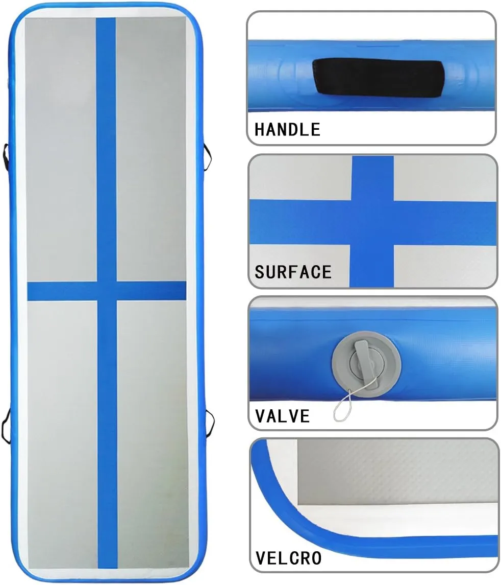 10ft/13ft/16ft/20ft Air Mat Tumble Track Inflatable Gymnastics Tumbling Track Mat with Electric Air Pump for Cheerleading/Practice/Beach/Park/Home use