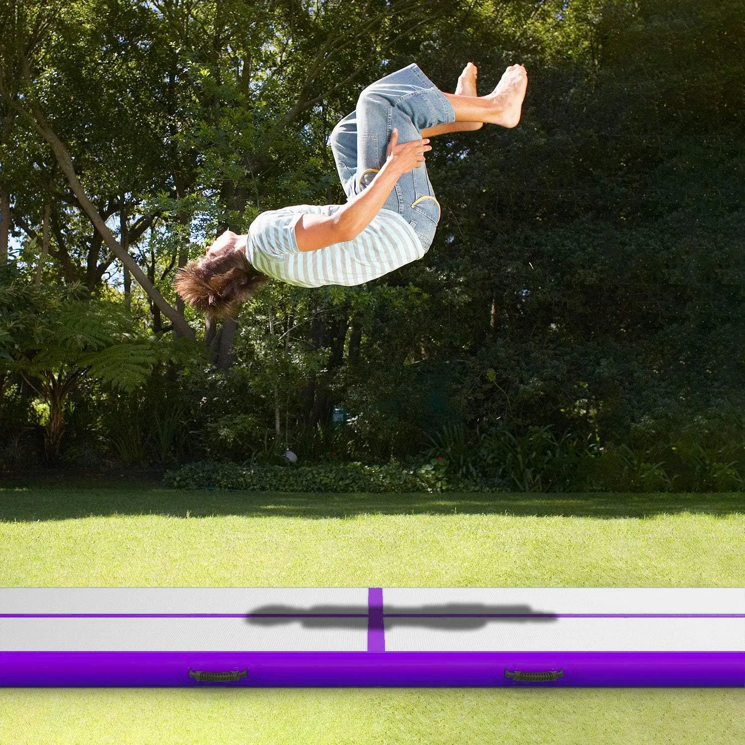 10ft/13ft/16ft/20ft Air Mat Tumble Track Inflatable Gymnastics Tumbling Track Mat with Electric Air Pump for Cheerleading/Practice/Beach/Park/Home use