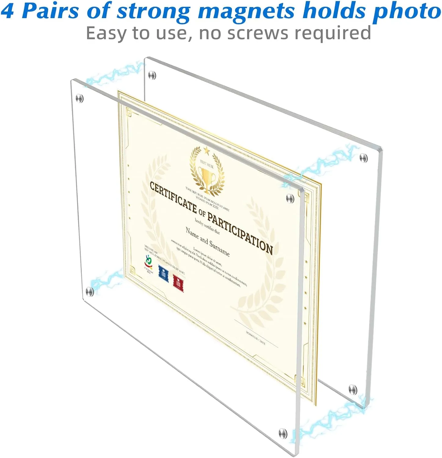 11x14 Acrylic Picture Frame, Fits 8.5x11 Picture, No Drill Wall Mounted Frameless Photo Frames, Self Adhesive Clear Magnetic Certificate Diploma Frames,Graduation Gift for Family Friends