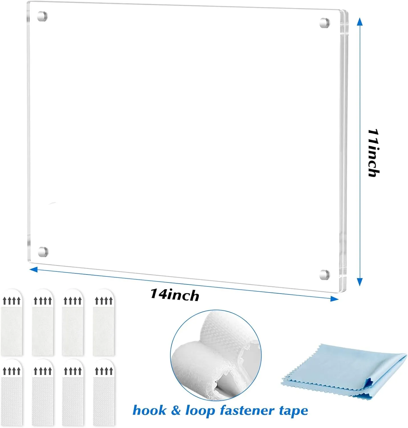11x14 Acrylic Picture Frame, Fits 8.5x11 Picture, No Drill Wall Mounted Frameless Photo Frames, Self Adhesive Clear Magnetic Certificate Diploma Frames,Graduation Gift for Family Friends