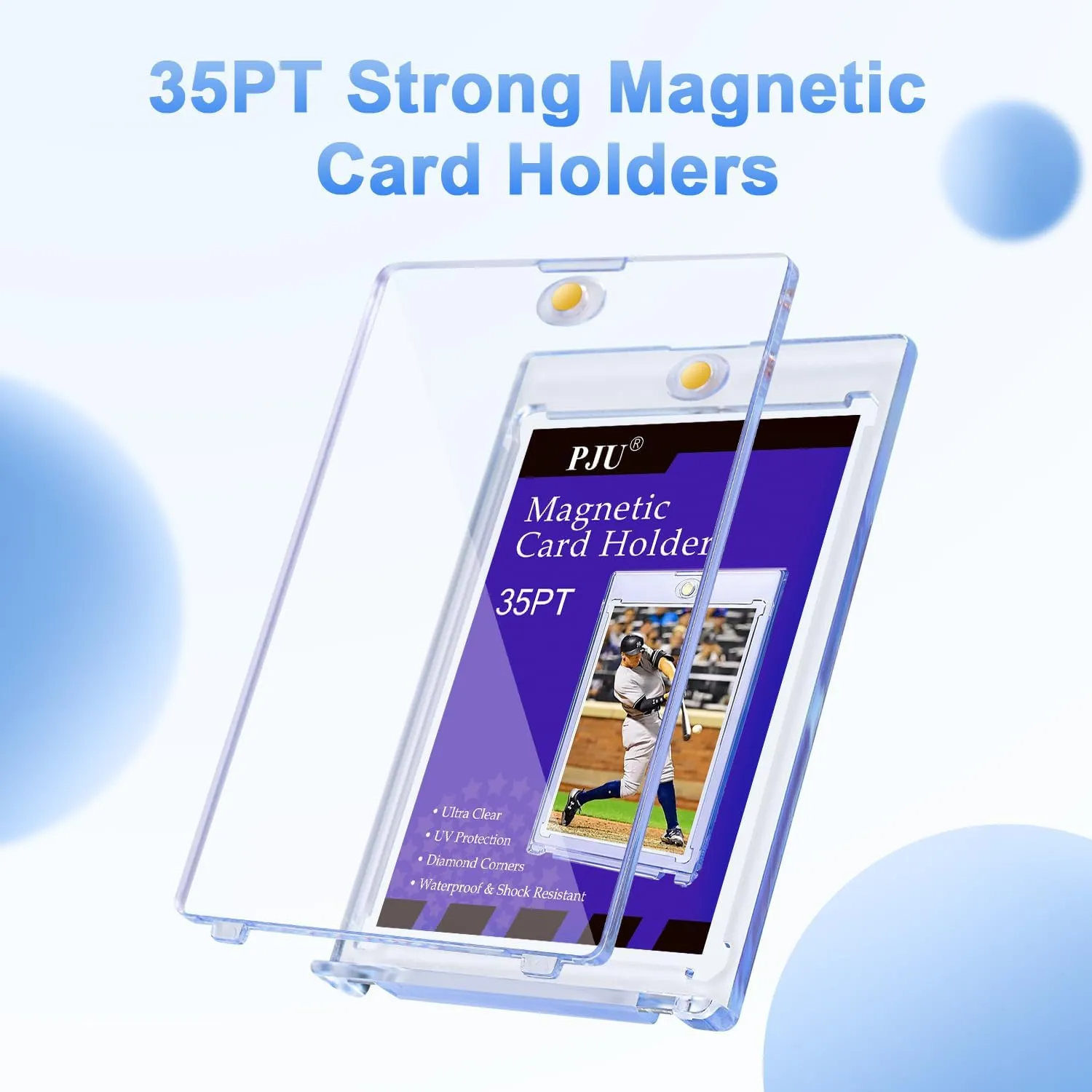 120ct Magnetic Card Holder for Trading Cards, 35pt One Card Holder Touch, U-V Protection Magnetic Card Case for Baseball Cards, Card Protectors Hard Plastic, Display Case for Sports Cards, Game Cards