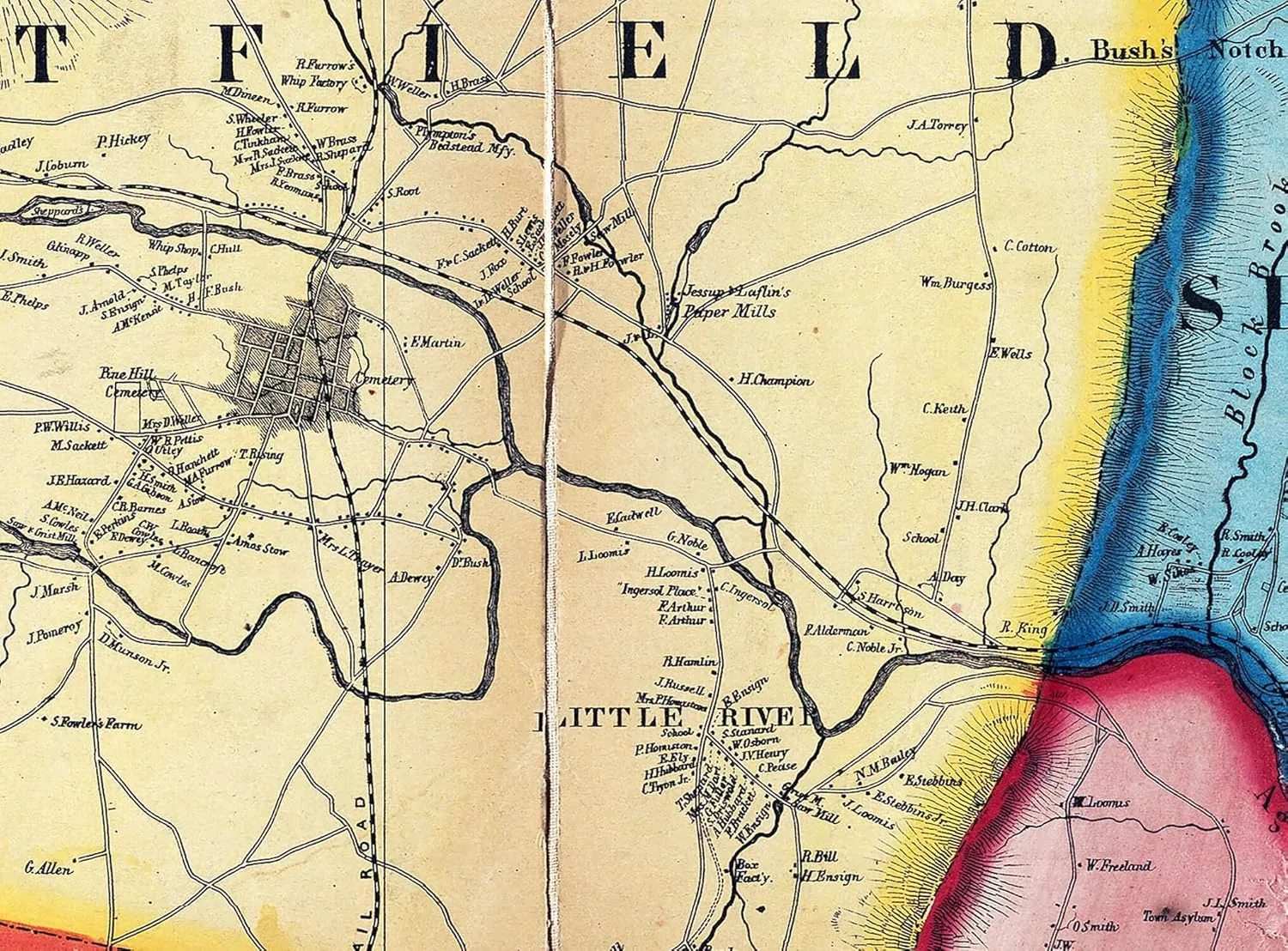 1857 Map of Hampden County Massachusetts (Material: 26" x 40" Matte)