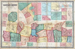 1857 Map of Hampden County Massachusetts (Material: 26" x 40" Matte)