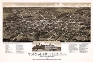 1885 Panoramic Map of Compatible with Thomasville Georgia Compatible with Thomas County (Material: 11"x17"Matte)