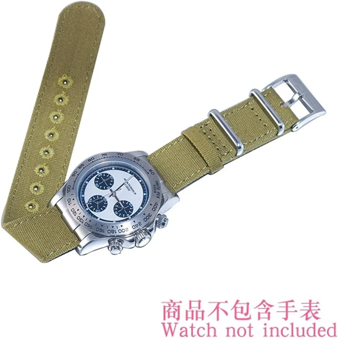 18mm 20mm 22mm Canvas army Khaki green military watch band strap