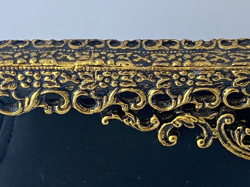 1950s AFTER FIVE Black Satin Cameo Handbag
