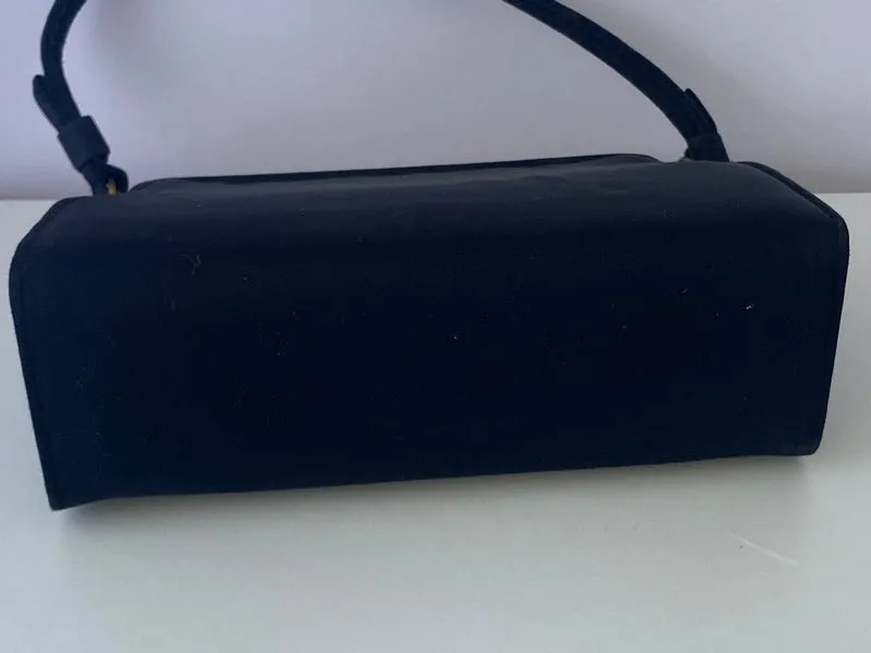1950s AFTER FIVE Black Satin Cameo Handbag