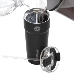 2-in-1 Hot & Cold Vacuum Insulated 30oz Tumbler, Stainless Steel, Dual Chamber, Leak-Proof, BPA-Free, Split Cup, 2 Drink, 2 Sides, Cup Holder Friendly, Coffee & Water (Hartley Black)