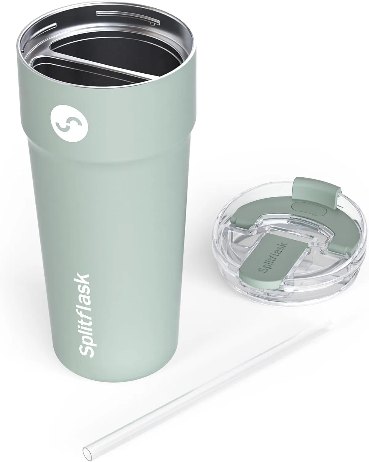 2-in-1 Hot & Cold Vacuum Insulated 30oz Tumblers, Stainless Steel Dual Chamber, Leak-Proof, BPA-Free, Cup Holder, Travel Coffee Mug, Split Cup, 2 Drink, 2 Sides, Water Bottle (Royceton Sage)