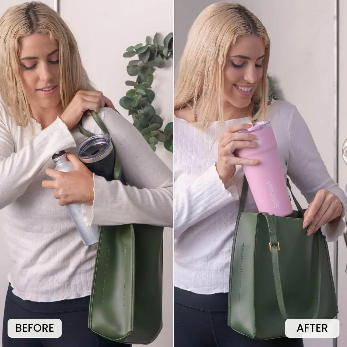2-in-1 Hot & Cold Vacuum Insulated 30oz Tumblers, Stainless Steel Dual Chamber, Leak-Proof, BPA-Free, Fits Cup Holder, Travel Coffee Mug, Split Cup, 2 Drink, 2 Sides, Coffee & Water (Guy Green)