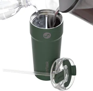 2-in-1 Hot & Cold Vacuum Insulated 30oz Tumblers, Stainless Steel Dual Chamber, Leak-Proof, BPA-Free, Fits Cup Holder, Travel Coffee Mug, Split Cup, 2 Drink, 2 Sides, Coffee & Water (Guy Green)