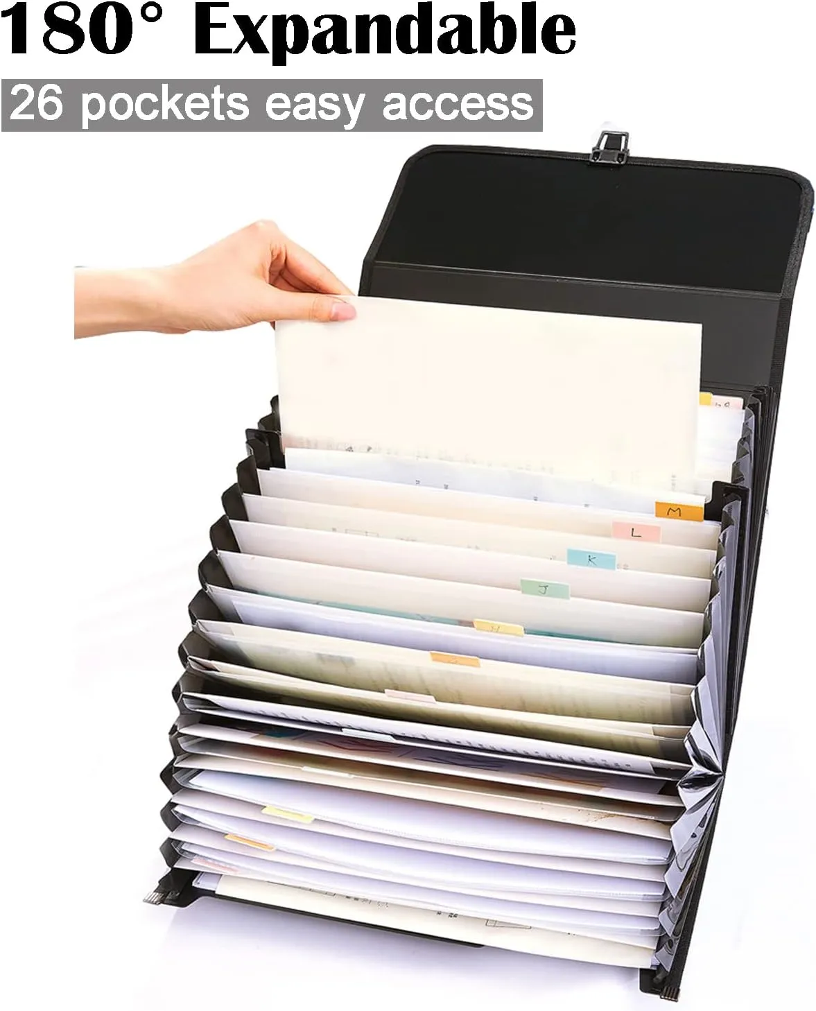 2 Pack 25 Pockets Letter Size/A4 Accordion File Organizer with Handle, TRANBO Expanding File Folder, Expandable Document Paper Organizer for Travel School Office