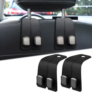 2 Pack Car Seat Headrest Hook for Suzuki Aerio Ciaz Equator Esteem Forenza Grand, Leather Purse Hook for Car Hooks for Headrest Seat Back Storage Organization Accessories,A/Black
