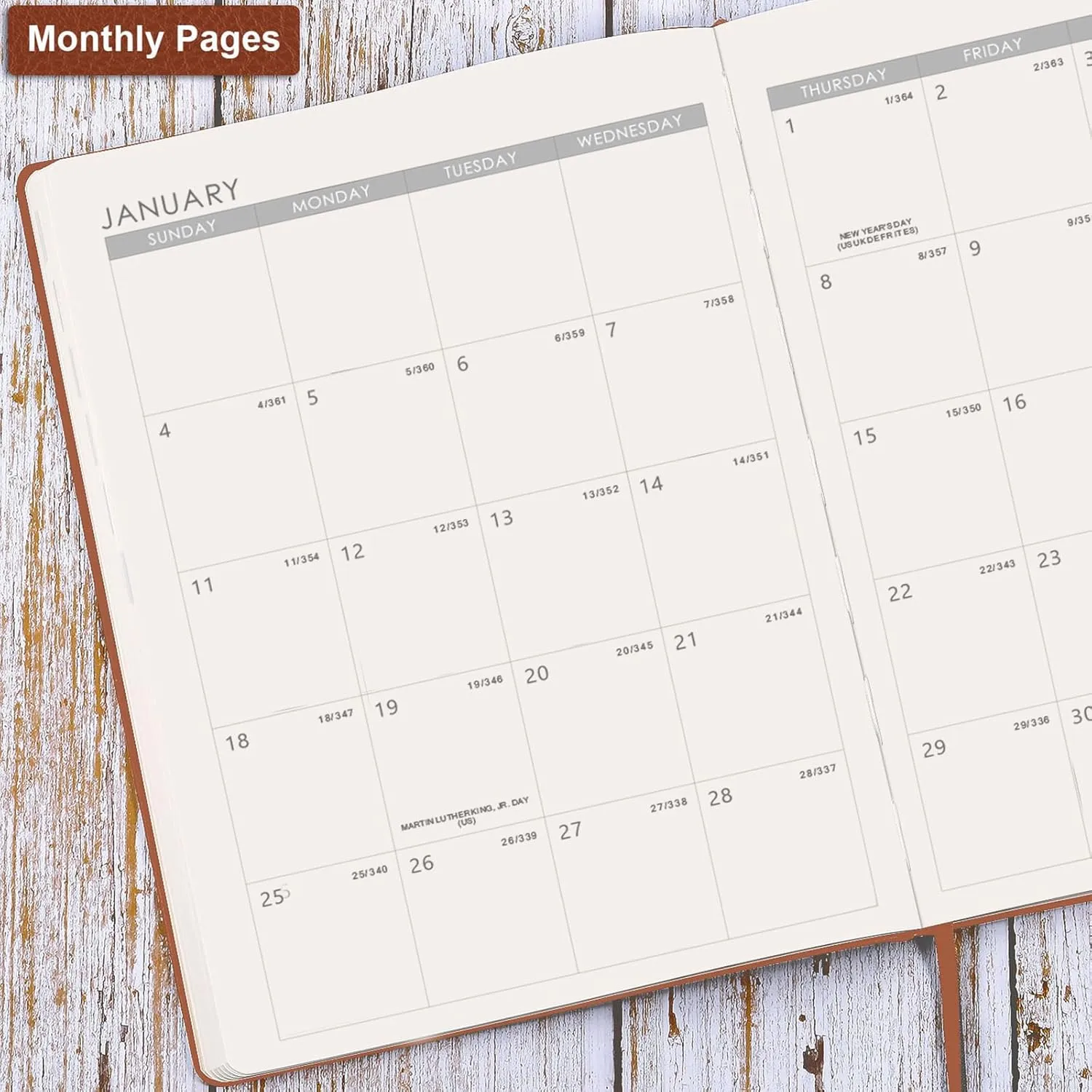 2025-2026 Planner - July 2025 - June 2026, Planner 2025-2026 Daily Weekly and Monthly, 8.5" x 11", Pen Holder, Calendar Stickers, Pocket, 25 Notes Pages, Faux Leather Cover, A4 Premium Paper - Brown