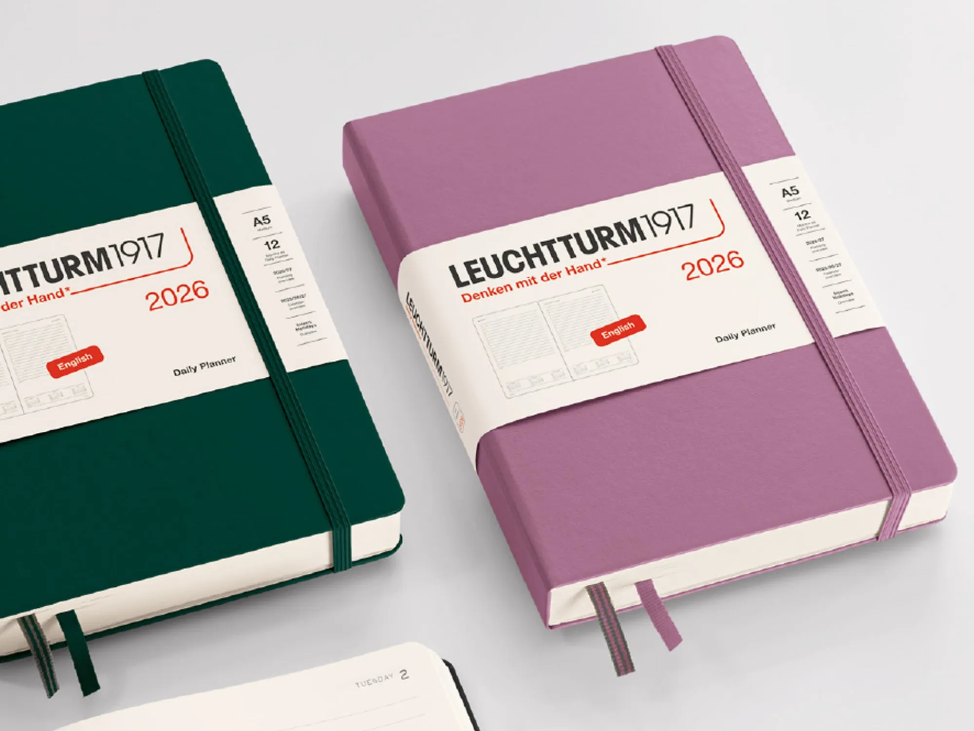 2026 Leuchtturm 1917 Daily Planner - PORT RED Hardcover, Ruled Pages