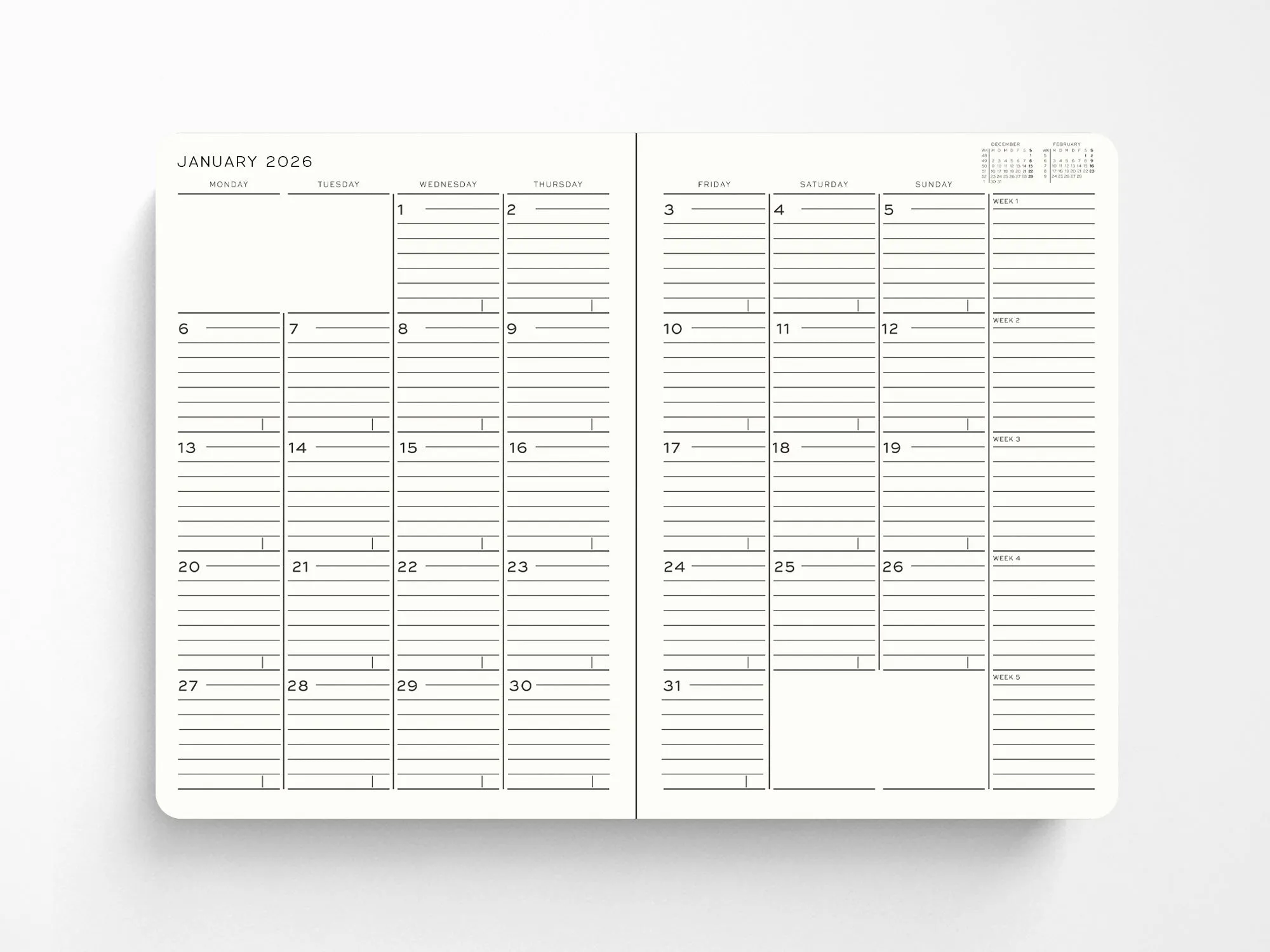 2026 Leuchtturm 1917 Monthly Planner with Notebook - RISING SUN Softcover