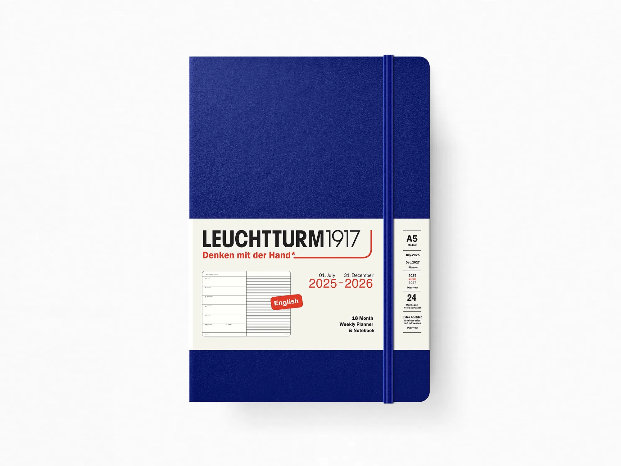 2026 Leuchtturm 1917 Weekly Planner & Notebook 18 Months - INK Hardcover, Ruled