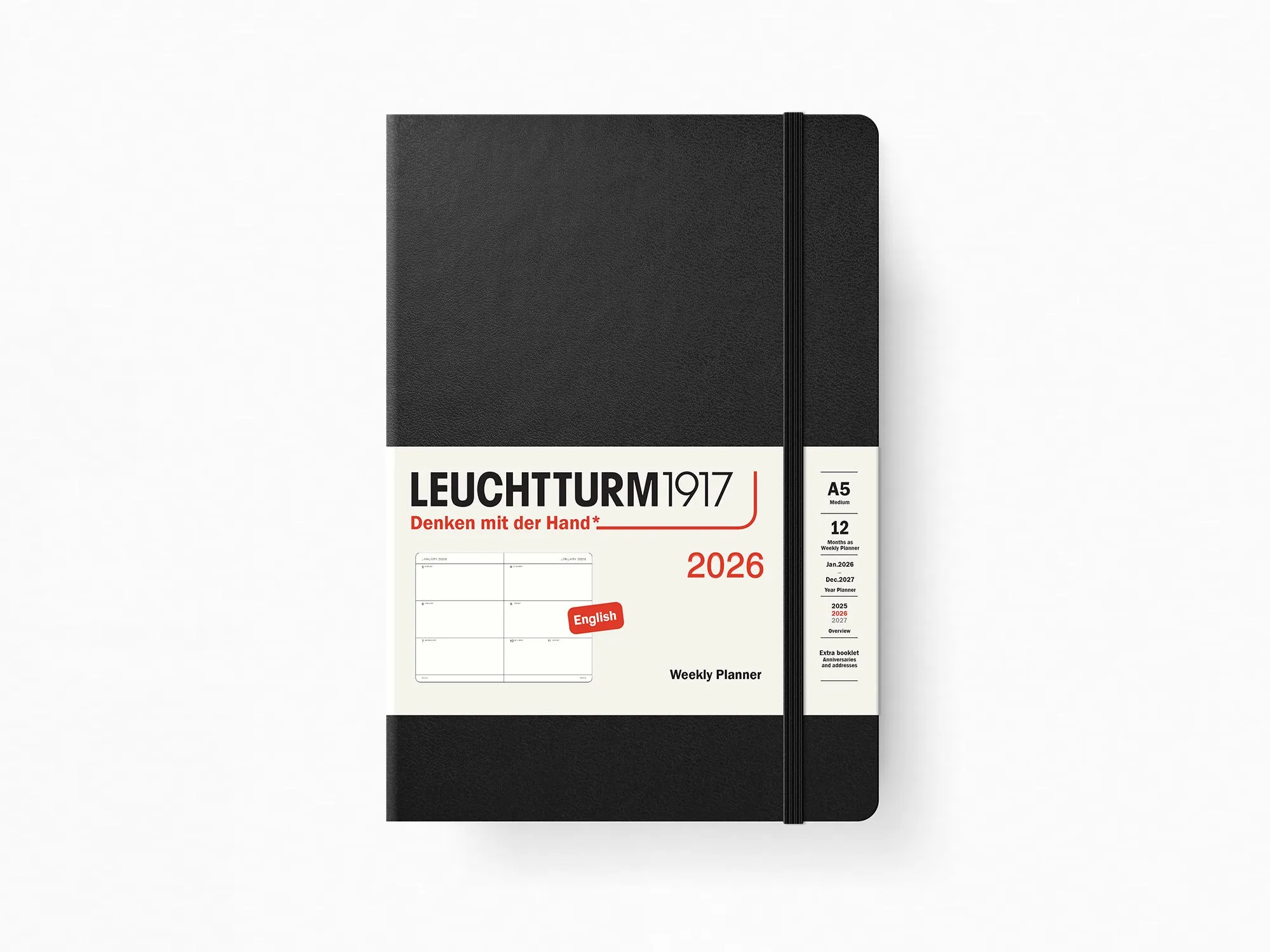 2026 Leuchtturm 1917 Weekly Planner - BLACK Hardcover