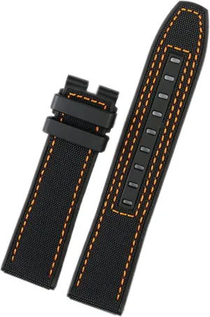 22mm Canvas Rubber Watch Strap Men Wrist Band Bracelet for Omega Series Soft watchband Bracelet (Color : B Orange No Clasp, Size : 22mm)