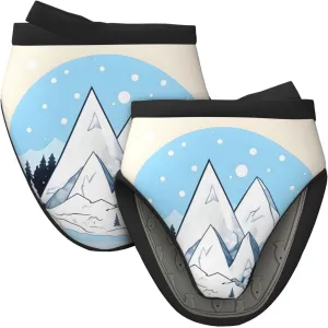 2PCS Mini Silicone Oven Mitts Snow-Capped Mountains Print Pot Holders Set â€“ 260°C Protection, Ideal for Baking, Cooking, Grilling