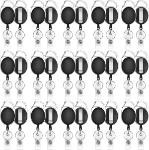 30 Pcs Retractable ID Badge Holders with Carabiner Reel Clip, Retractable Lanyards for Keys and Cards