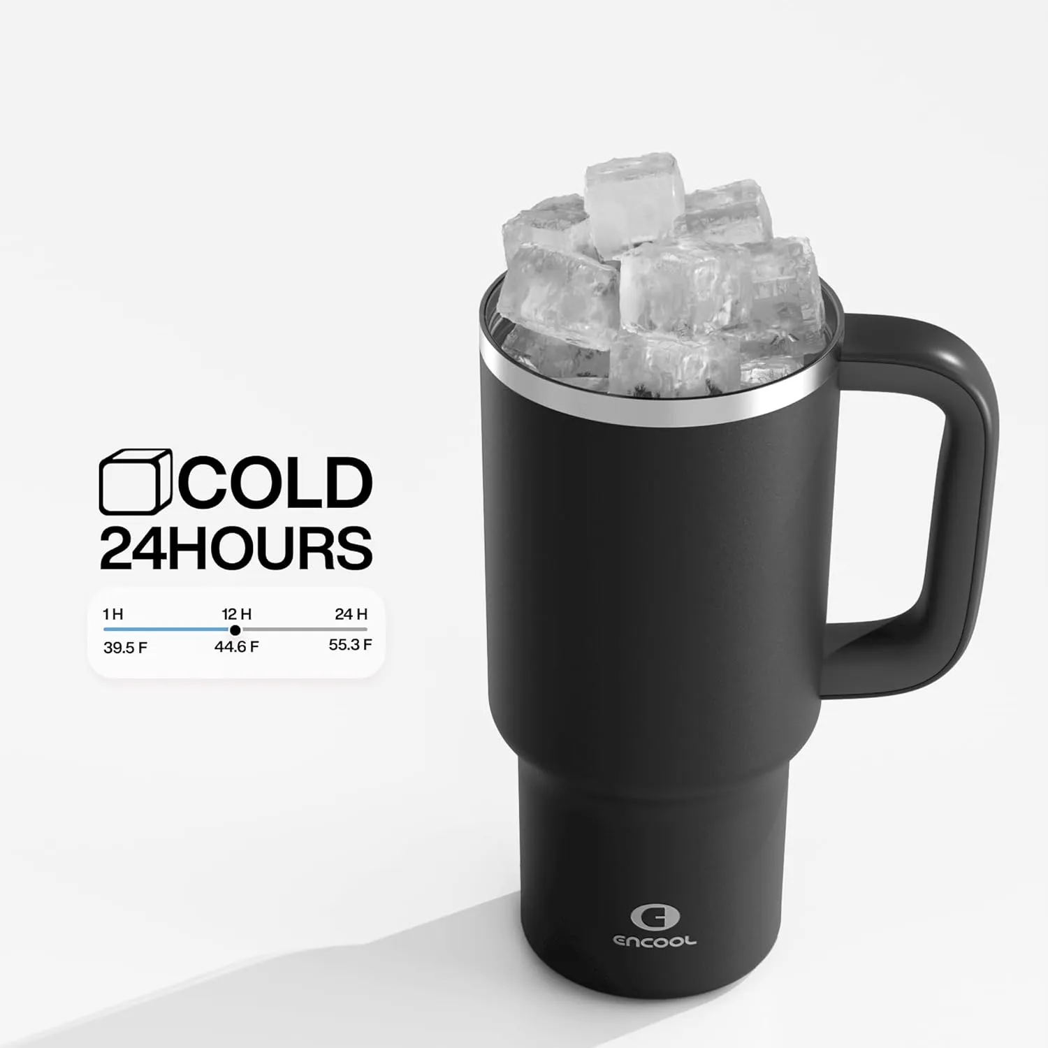 32 oz Tumbler with Handle and Straw: Stainless Steel Insulated Tumbler Keeps Cold for 24 Hours, Leakproof Travel Cup Fits in Cup Holder and BPA-Free, Black Night