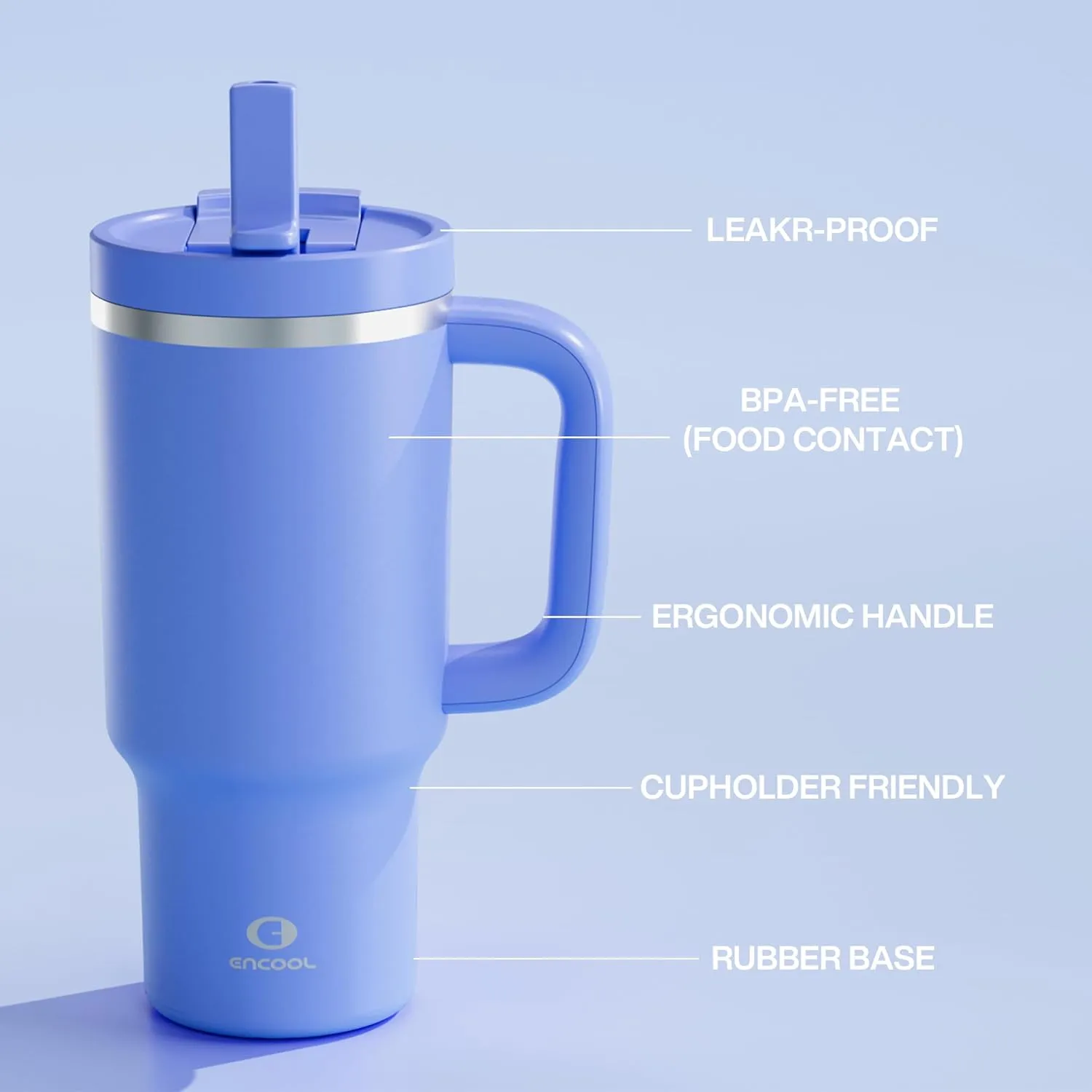 32 oz Tumbler with Handle and Straw: Stainless Steel Insulated Tumbler Keeps Cold for 24 Hours, Leakproof Travel Cup Fits in Cup Holder and BPA-Free, Cornflower Blue