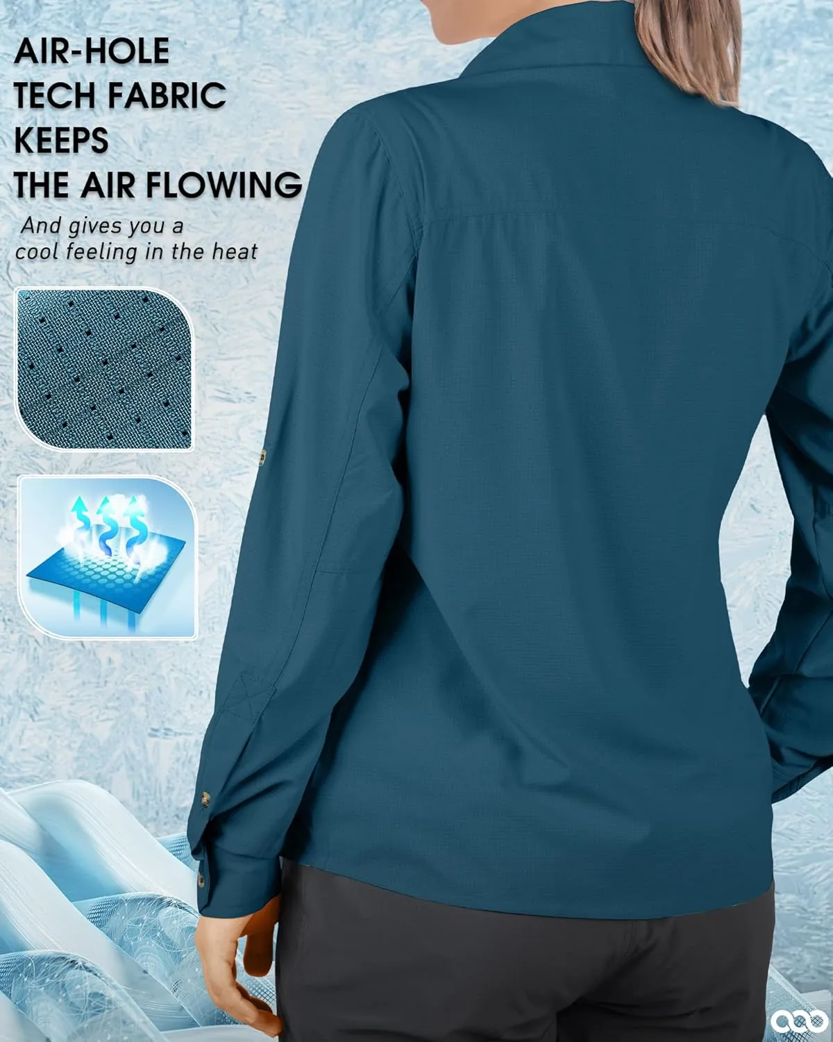 33,000ft Women's UPF 50 UV Sun Protection Shirt, Cool Quick Dry Long Sleeve Outdoor Fishing Hiking Safari Travel Shirt
