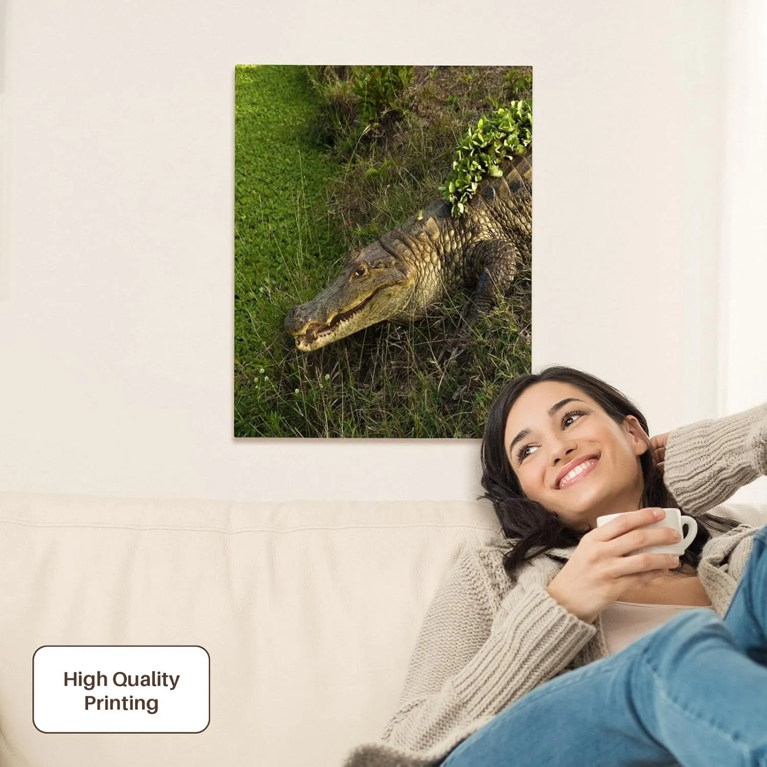 3dRose, Brown Caiman crocodile, Lettuce, Guanrico, Venezuela - SA20 POX0012 - Pete Oxford, Museum Grade Canvas Wrap 16x20