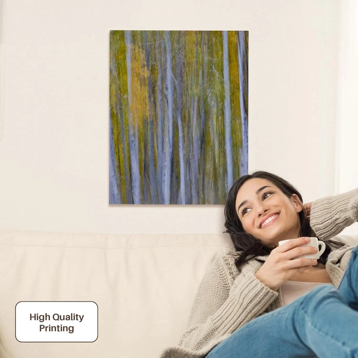 3dRose, California, June Lake. Aspens in Fall golden color, blur motion, Museum Grade Canvas Wrap