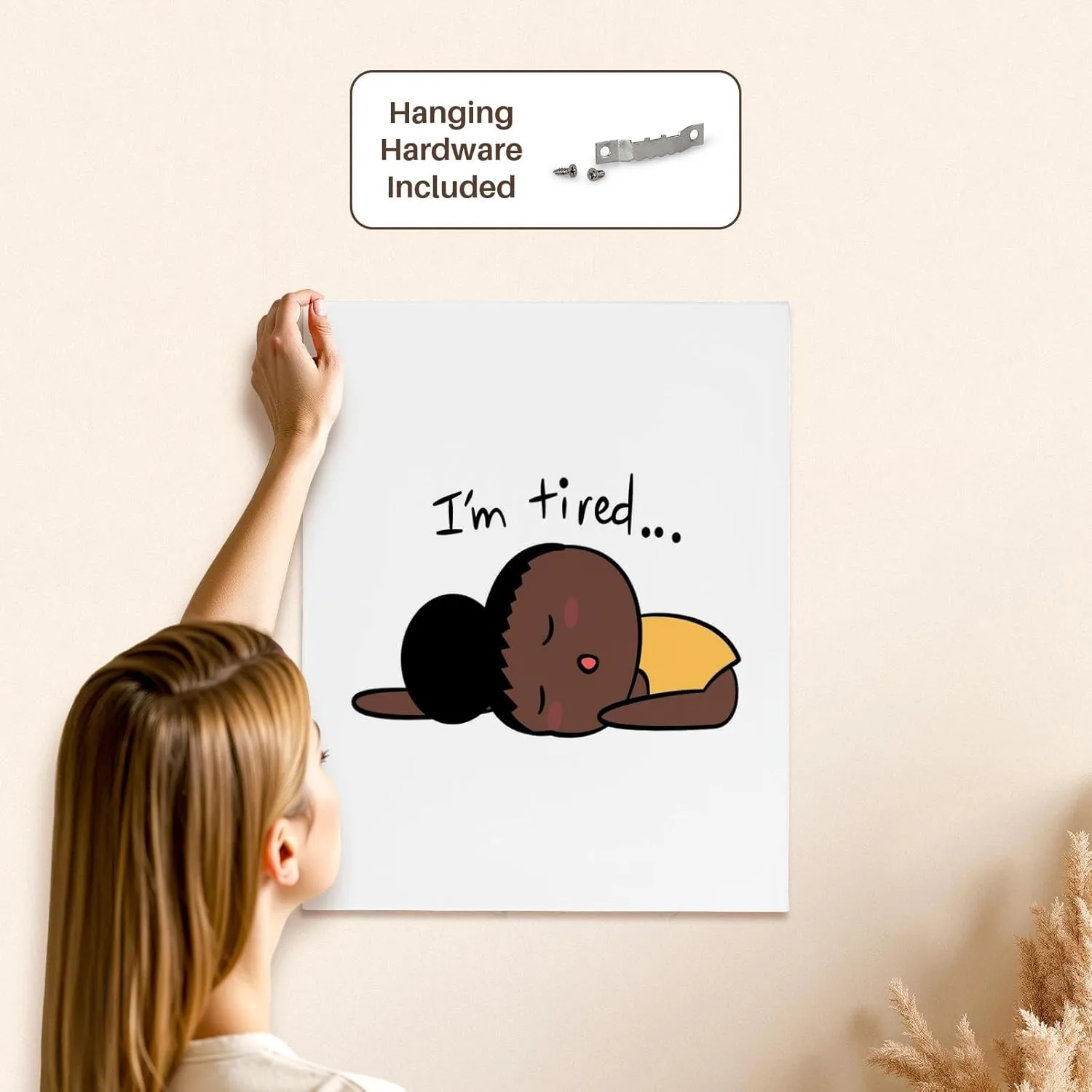 3dRose, I am Tired Sleepy Girl Meme, Museum Grade Canvas Wrap 16x20