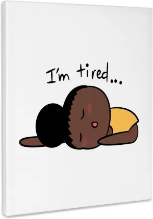 3dRose, I am Tired Sleepy Girl Meme, Museum Grade Canvas Wrap 16x20
