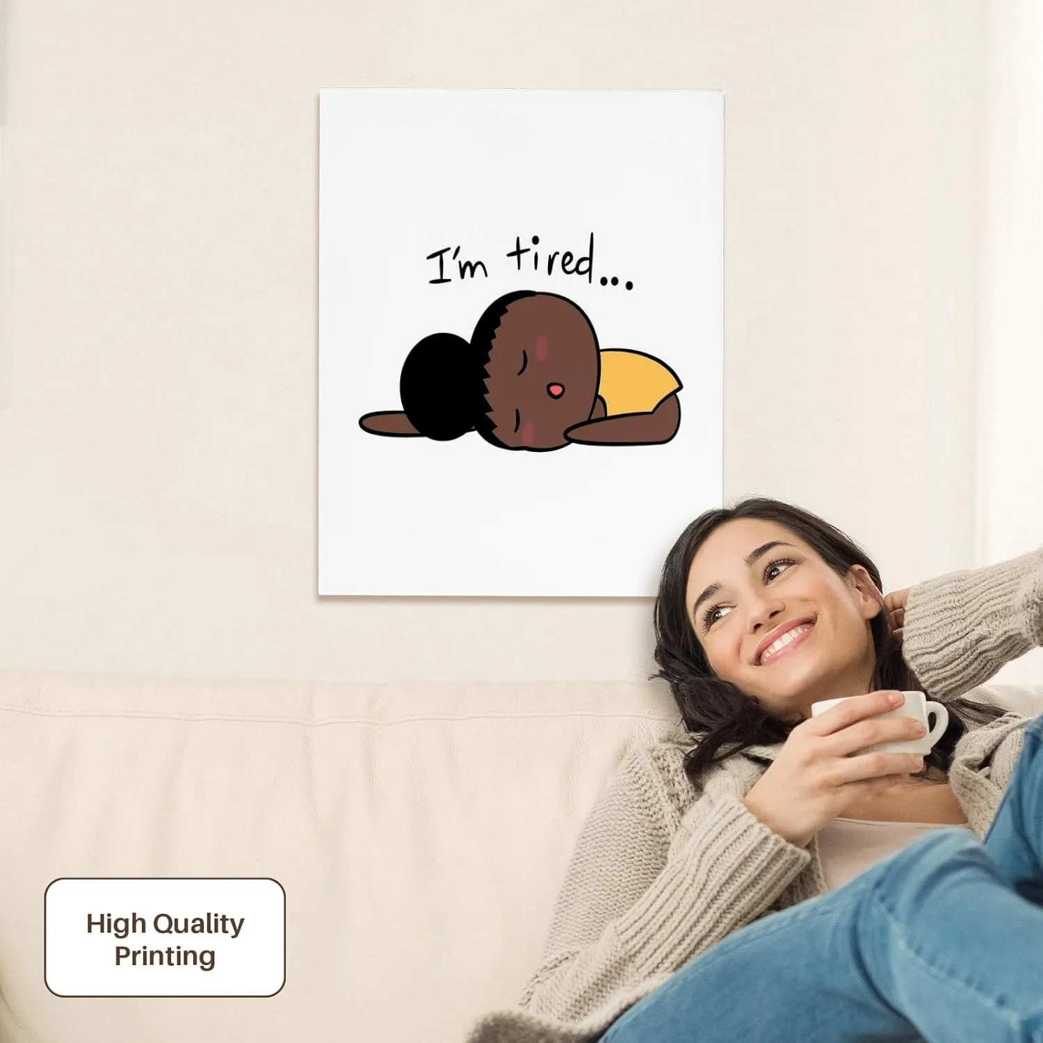 3dRose, I am Tired Sleepy Girl Meme, Museum Grade Canvas Wrap 16x20