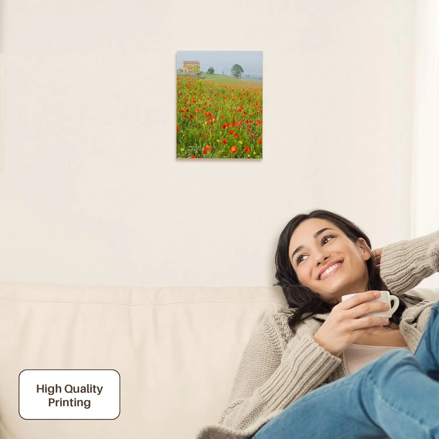 3dRose, Italy, Tuscany. A foggy morning amidst a field of poppies., Museum Grade Canvas Wrap 8x10