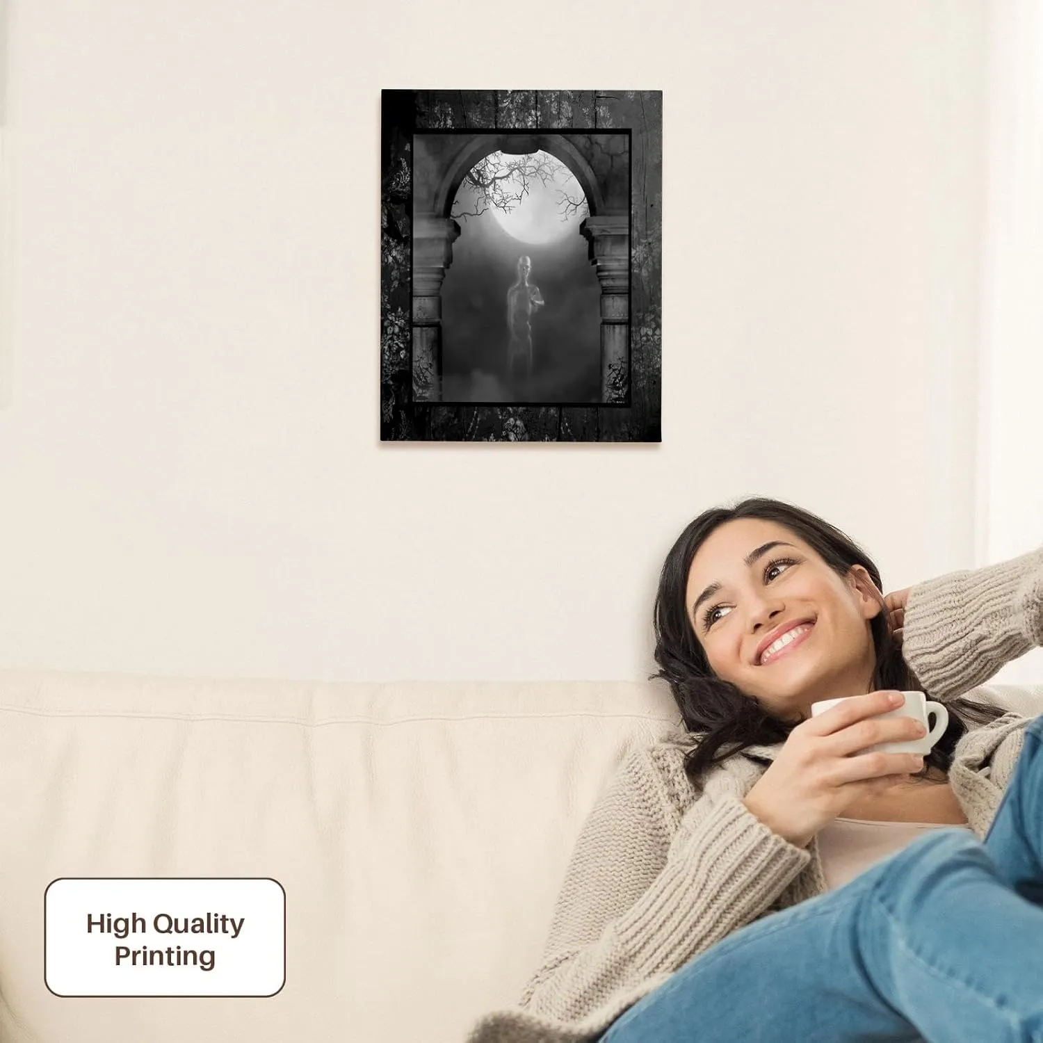 3dRose, Monster Moving Under Arch, Huge Full Moon, Museum Grade Canvas Wrap 11x14