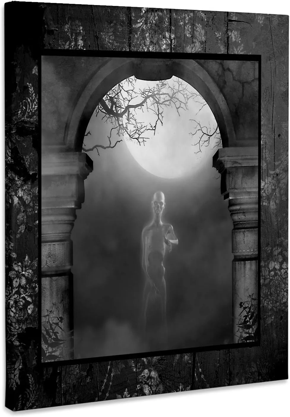 3dRose, Monster Moving Under Arch, Huge Full Moon, Museum Grade Canvas Wrap 11x14