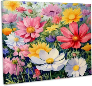 3dRose, Pretty Field Of Flowers Background, Museum Grade Canvas Wrap 10x8