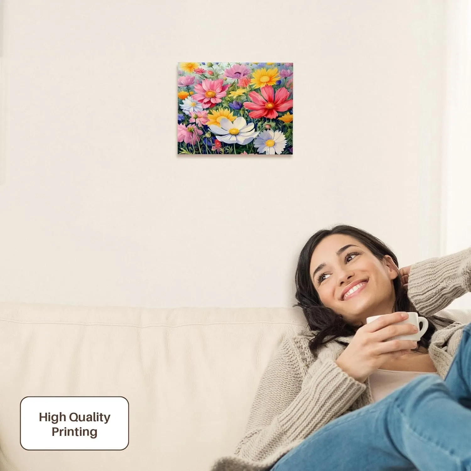 3dRose, Pretty Field Of Flowers Background, Museum Grade Canvas Wrap 10x8