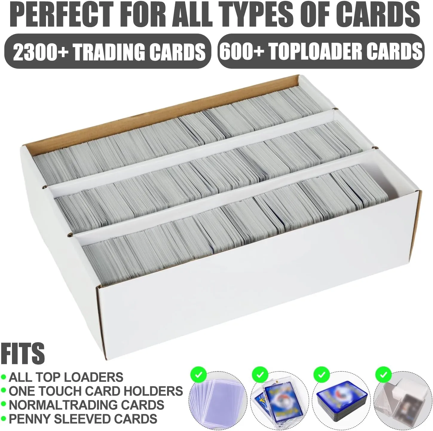 4-Pack Card Storage Box - Holds 2340, Ideal for Sports, Trading, Soccer & Basketball - Durable White Organizer Box for Storing & Protection