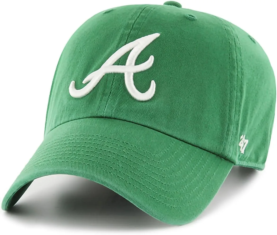 '47 MLB Kelly Green Primary Logo Clean Up Adjustable Strap Hat Cap, Adult One Size Fits All