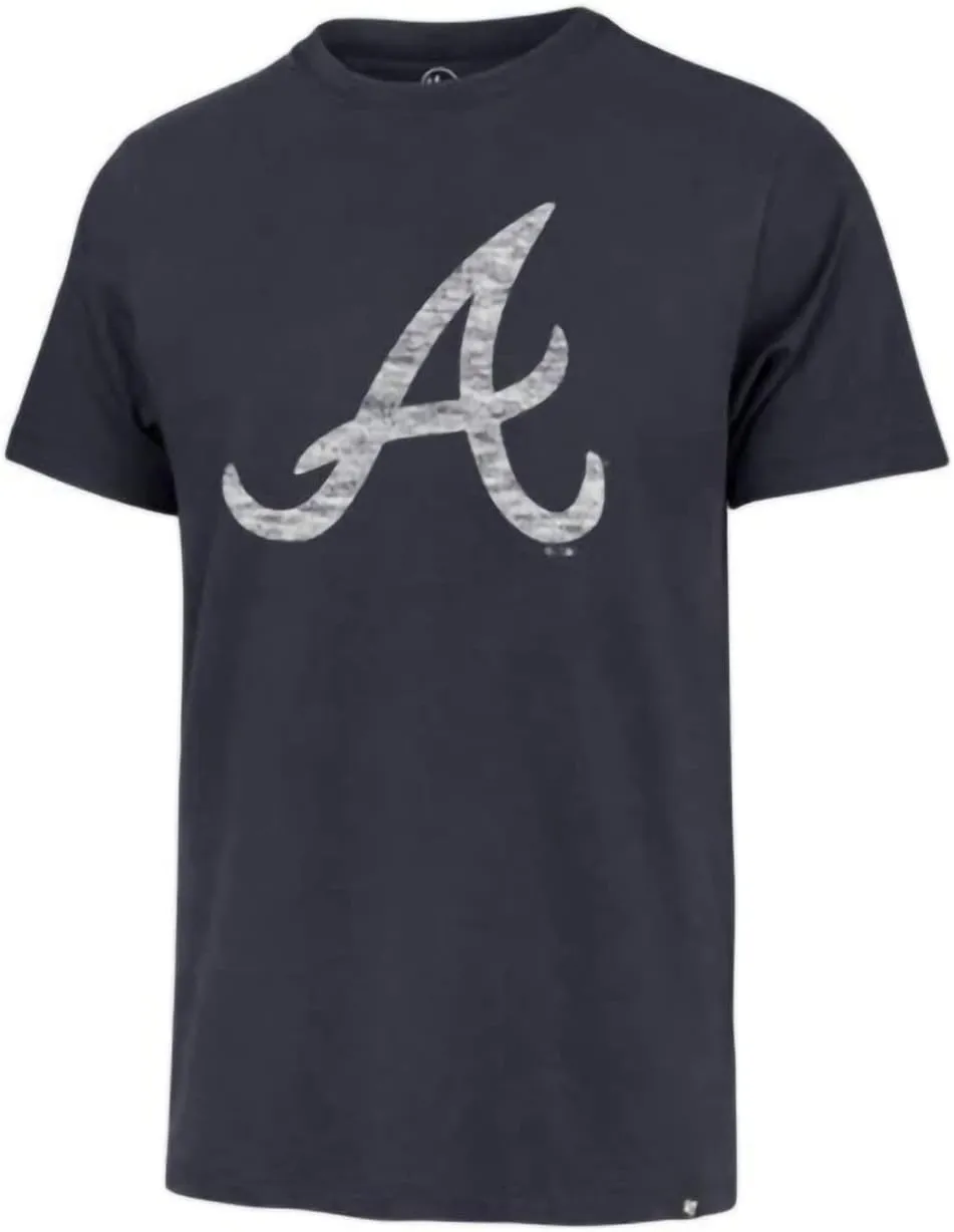 47 MLB Men's Team Color Distressed Imprint Primary Logo Wordmark Short Sleeve Baseball T-Shirt