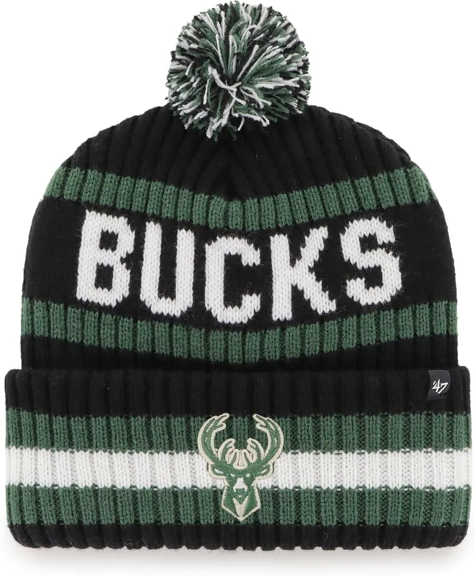 47 NBA Unisex-Adult Team Color Officially Licensed Primary Logo Bering Sport Knit Cuffed Pom Beanie Cold Weather Hat