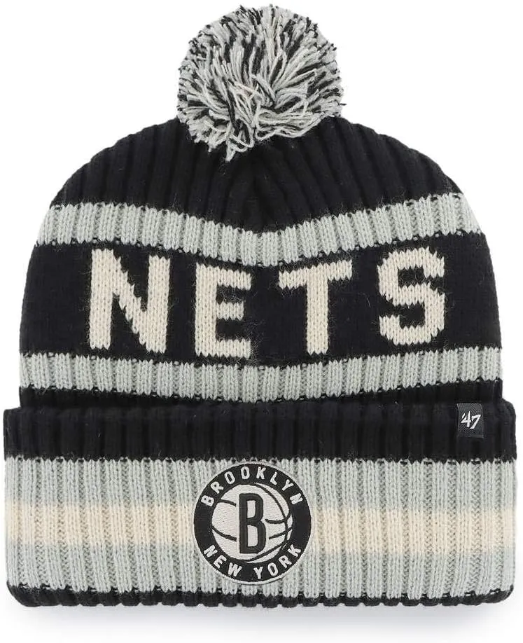 47 NBA Unisex-Adult Team Color Officially Licensed Primary Logo Bering Sport Knit Cuffed Pom Beanie Cold Weather Hat