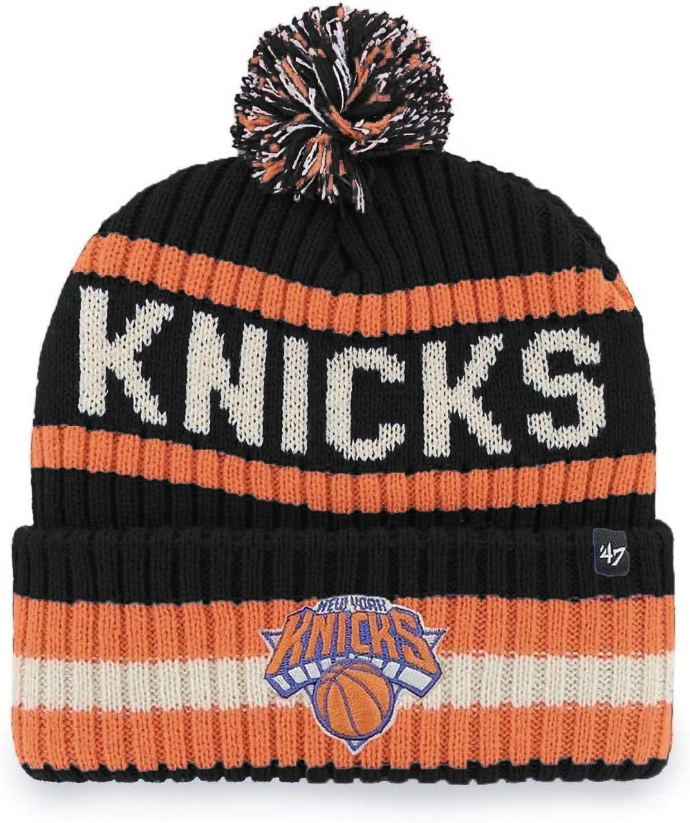 47 NBA Unisex-Adult Team Color Officially Licensed Primary Logo Bering Sport Knit Cuffed Pom Beanie Cold Weather Hat