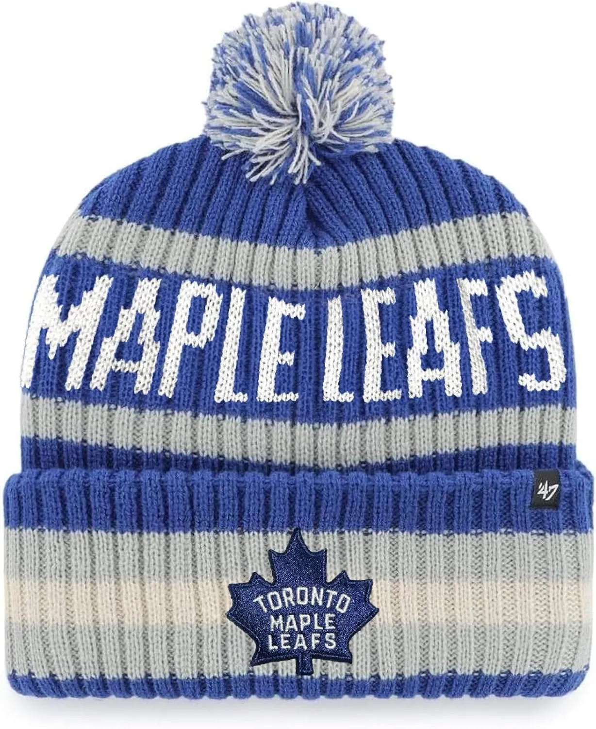 47 NHL Unisex-Adult Team Color Officially Licensed Primary Logo Bering Sport Knit Cuffed Pom Beanie Cold Weather Hat