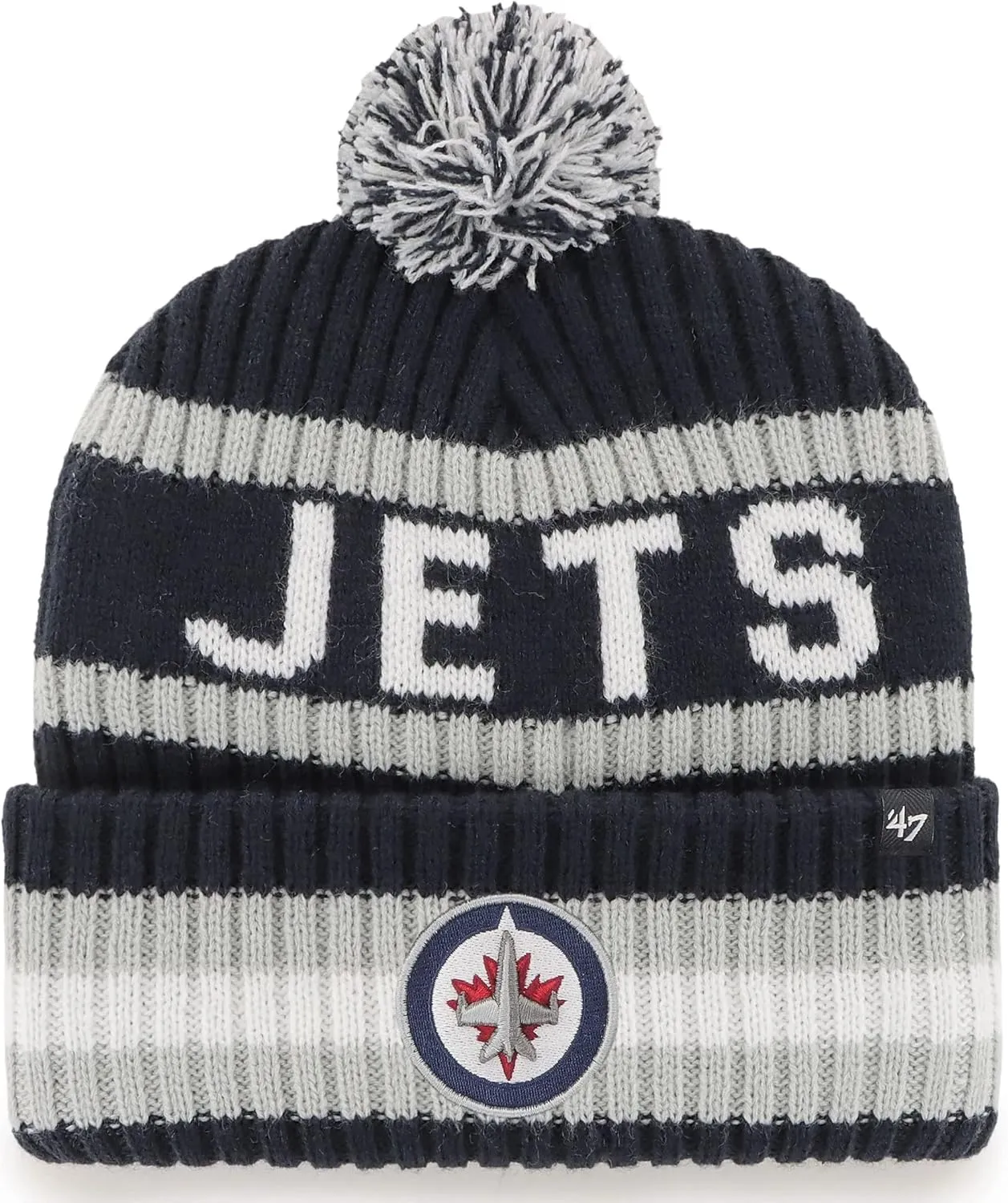 47 NHL Unisex-Adult Team Color Officially Licensed Primary Logo Bering Sport Knit Cuffed Pom Beanie Cold Weather Hat