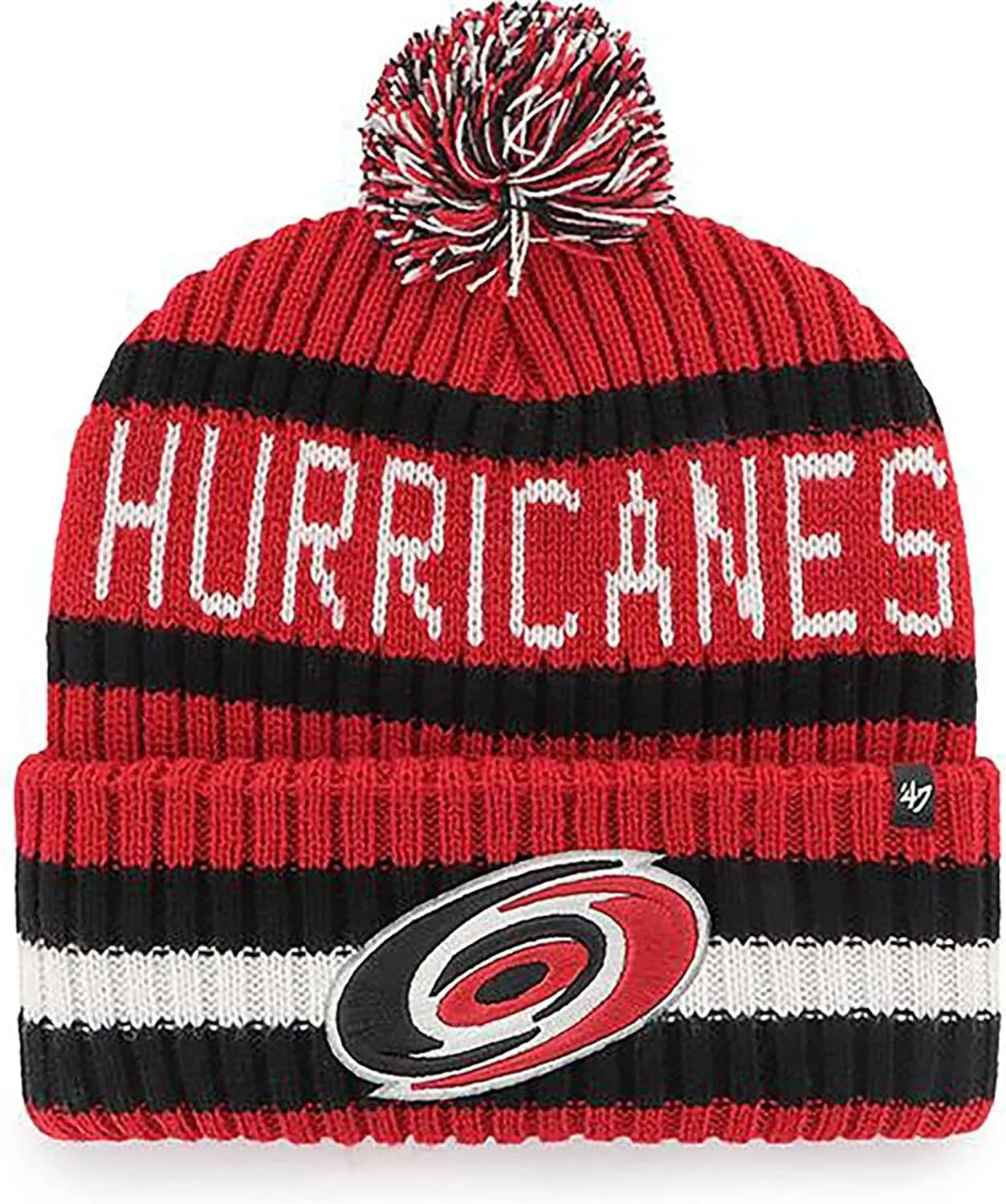 47 NHL Unisex-Adult Team Color Officially Licensed Primary Logo Bering Sport Knit Cuffed Pom Beanie Cold Weather Hat